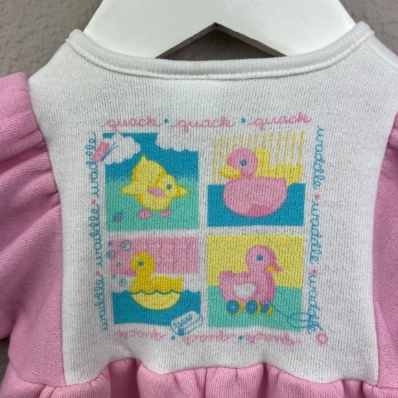 VTG OshKosh Vintage 90's Fleece Jumpsuit in Pink and White Sz 6-9M - Picture 3 of 9